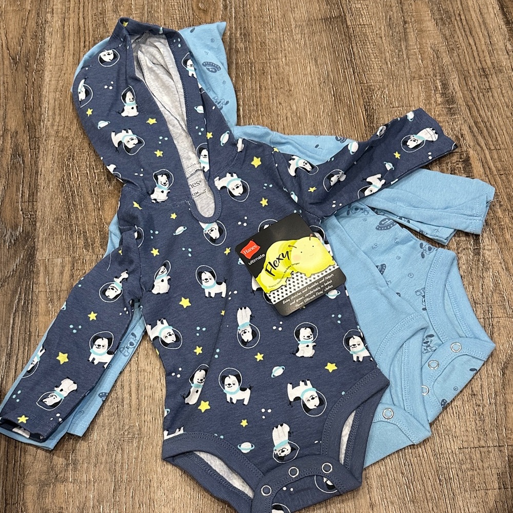 Hanes Blue Astronaut Print Bodysuits
